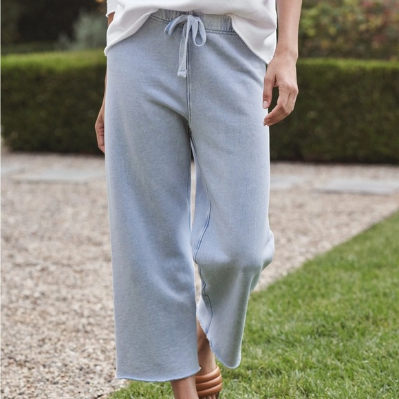 Frank & Eileen Pants - Frank & Eileen Catherine Blue Wide Leg Sweatpant Indigo Melange Small